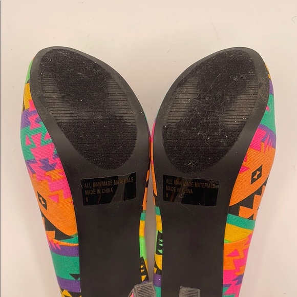 Aztec Print Platform High Heels Shoes Charlotte Russe Size 8 Colorful Canvas - Picture 7 of 15